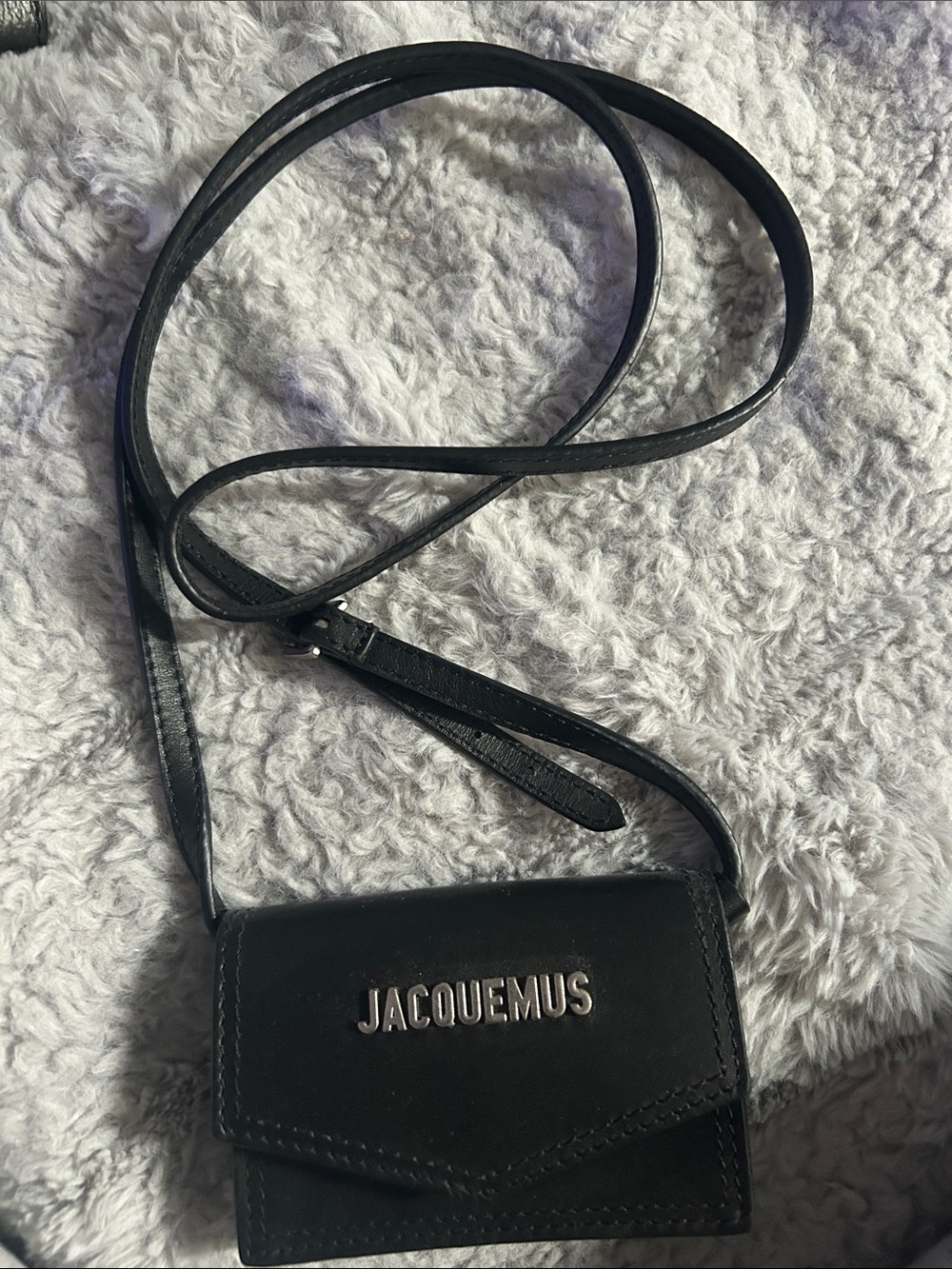 Jacquemus Black Leather Mini Crossbody Card Case